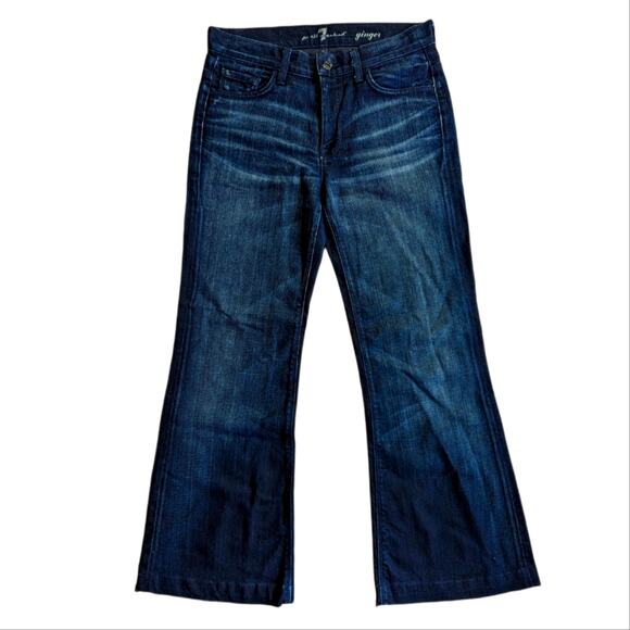 7 For All Mankind Dark Wash Wide Leg Low Rise Flare Ginger Jeans - Picture 1 of 4